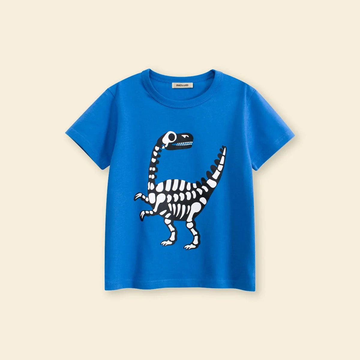 Boys Blue Dinosaur Cartoon Printed Short Sleeves T-Shirt