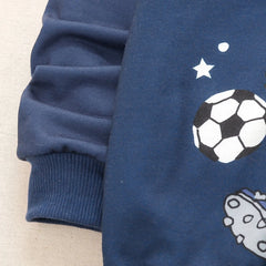 Boys Blue Dinosaur Cartoon Printed Sweatshirt With Joggers Sets