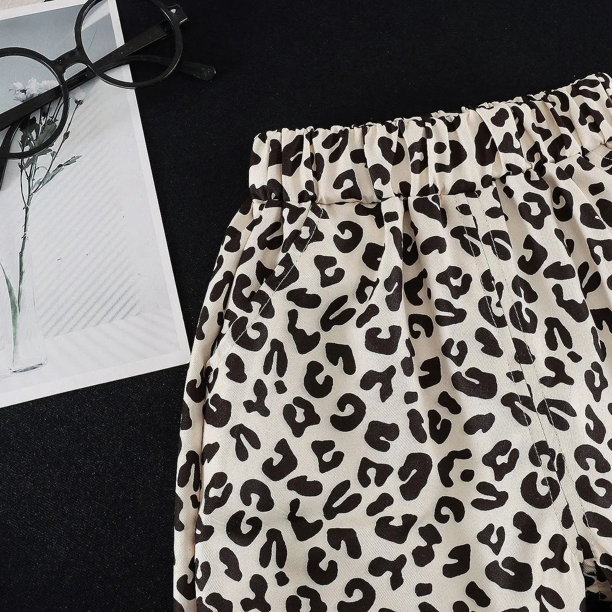 Boys Beige Animal Print Shirt with Elasticated Shorts Sets
