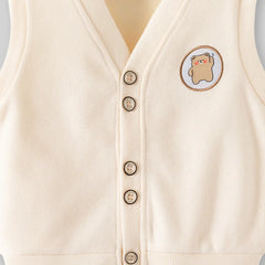 Boys Apricot Sleeveless Sweater Cardigan