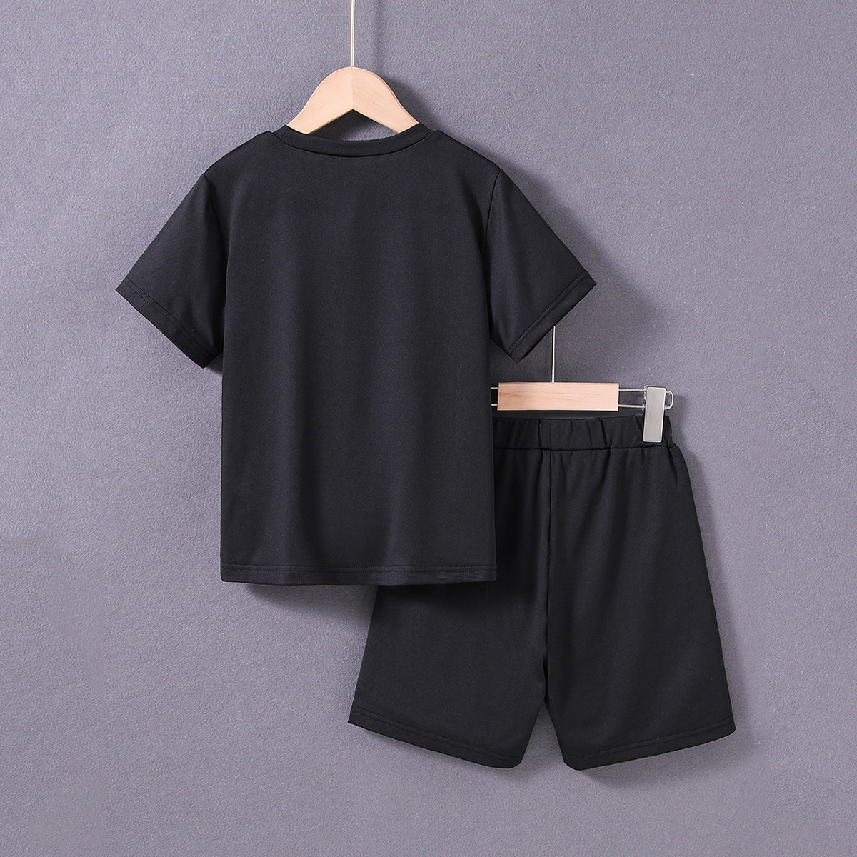 Boys Black Halloween Printed Short Sleeves T-Shirt With Shorts Set