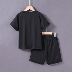 Boys Black Halloween Printed Short Sleeves T-Shirt With Shorts Set