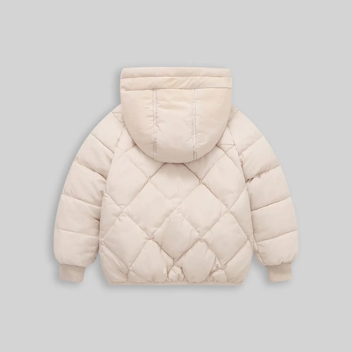 Boys Apricot Hooded Zip-up Puffer Jacket With Long Sleeves