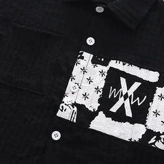 Boys Black Typographic Printed Short Sleeve Shirt With Elasticated Shorts Sets
