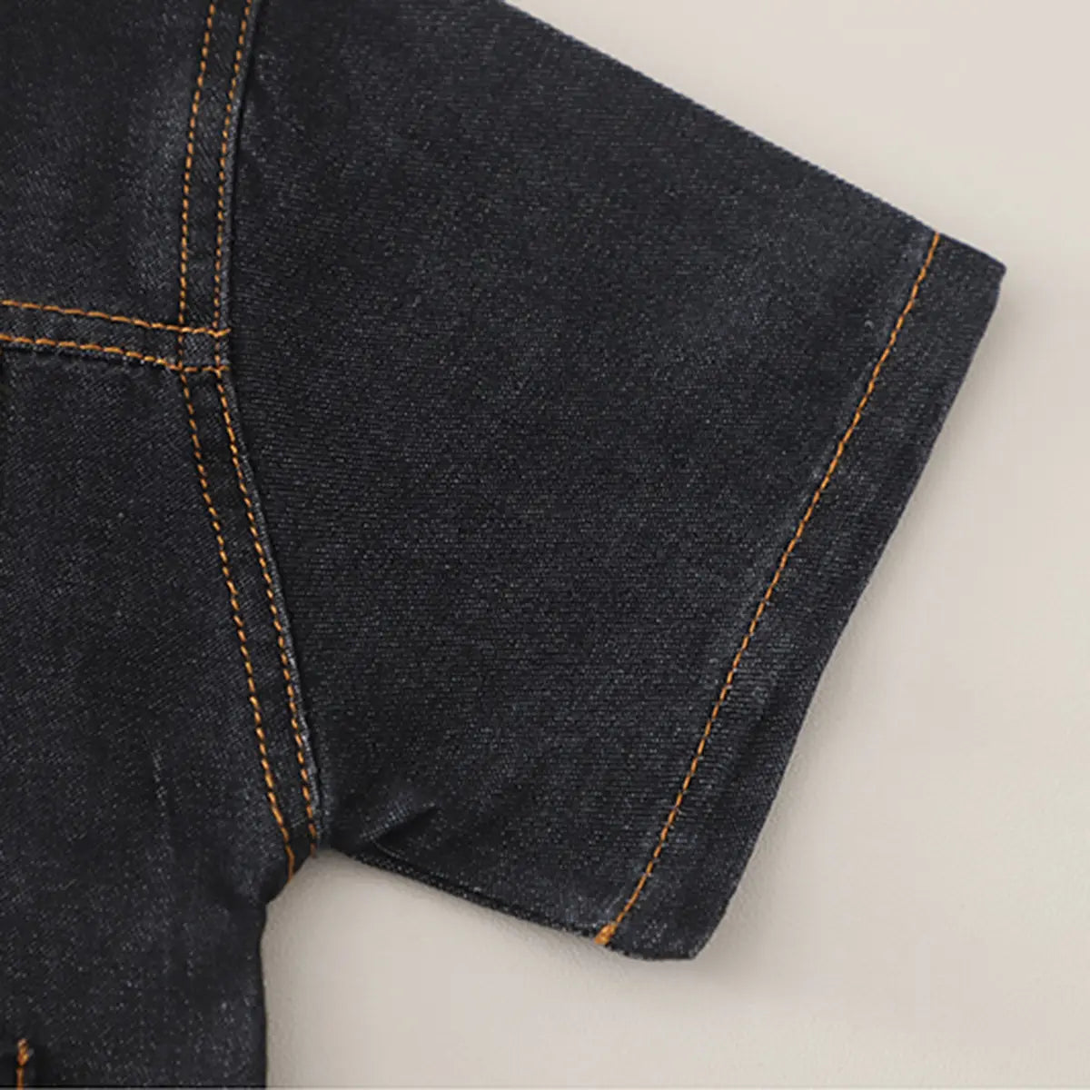 Boys Black Denim Shirt & Shorts With Printed T-Shirt Sets