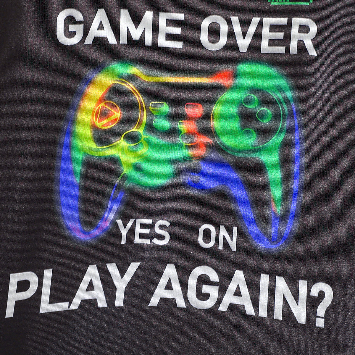 Boys Black Gaming Printed Glow in the Dark T-Shirt with Pajama Set