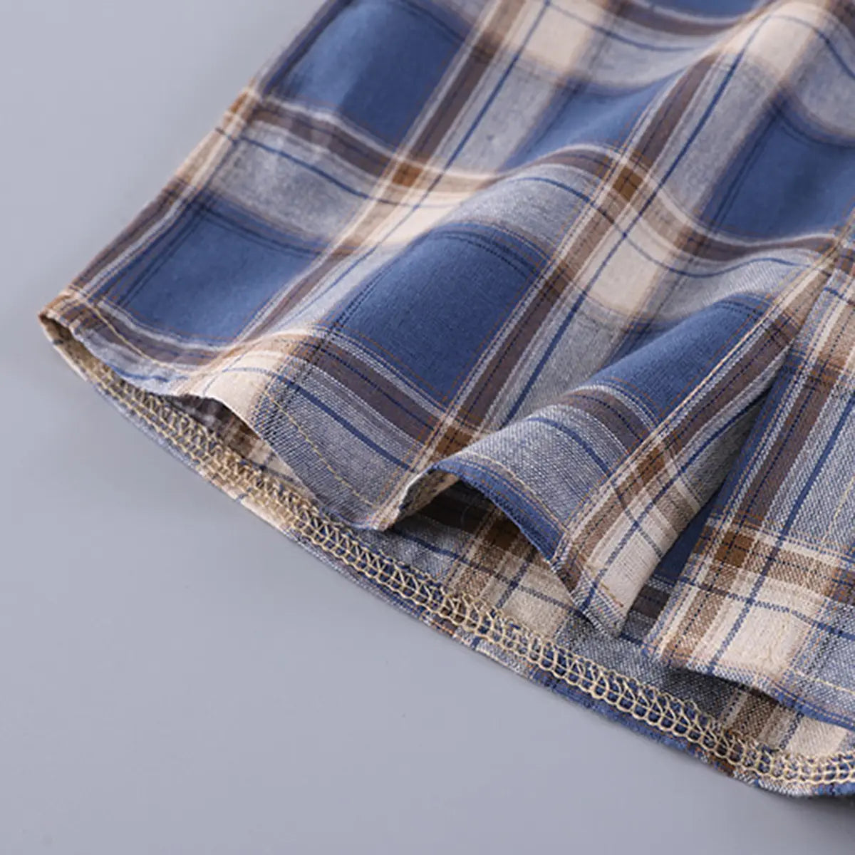 Boys Blue Checked Short Sleeve Shirt With Printed T-Shirt And Shorts Sets