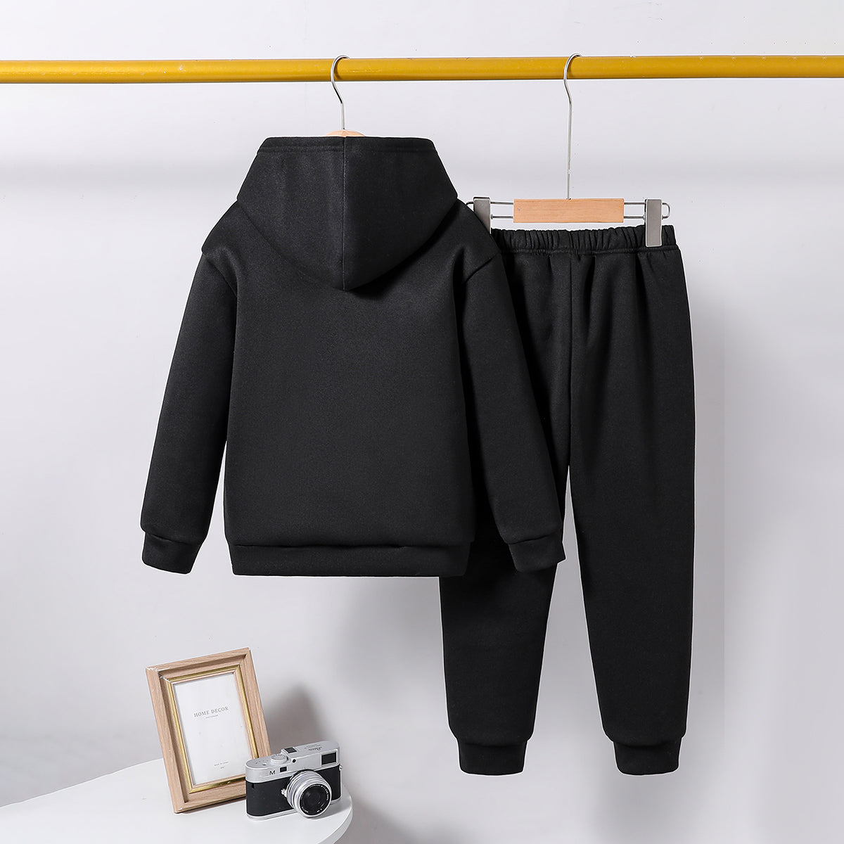Boys Black Soccer Printed Sweatshirt with Joggers Set