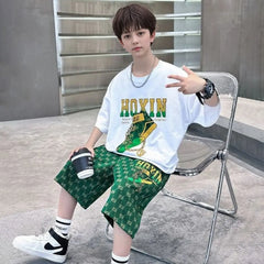Boys Black Graphics Oversized T-Shirt With Shorts Set c02cfe28-1f12-42f5-955d-15853ad8d564