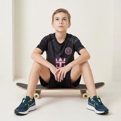 Boys Black Short Sleeve Graphics Print T-Shirt With Shorts Sets