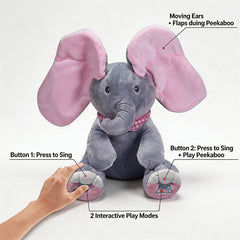 Baby Pink Peek-a-Boo Musical Elephant Plush Toy