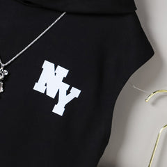 Boys Black Sleeveless Hooded Printed T-Shirt With Shorts Set