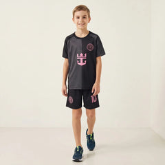 Boys Black Short Sleeve Graphics Print T-Shirt With Shorts Sets