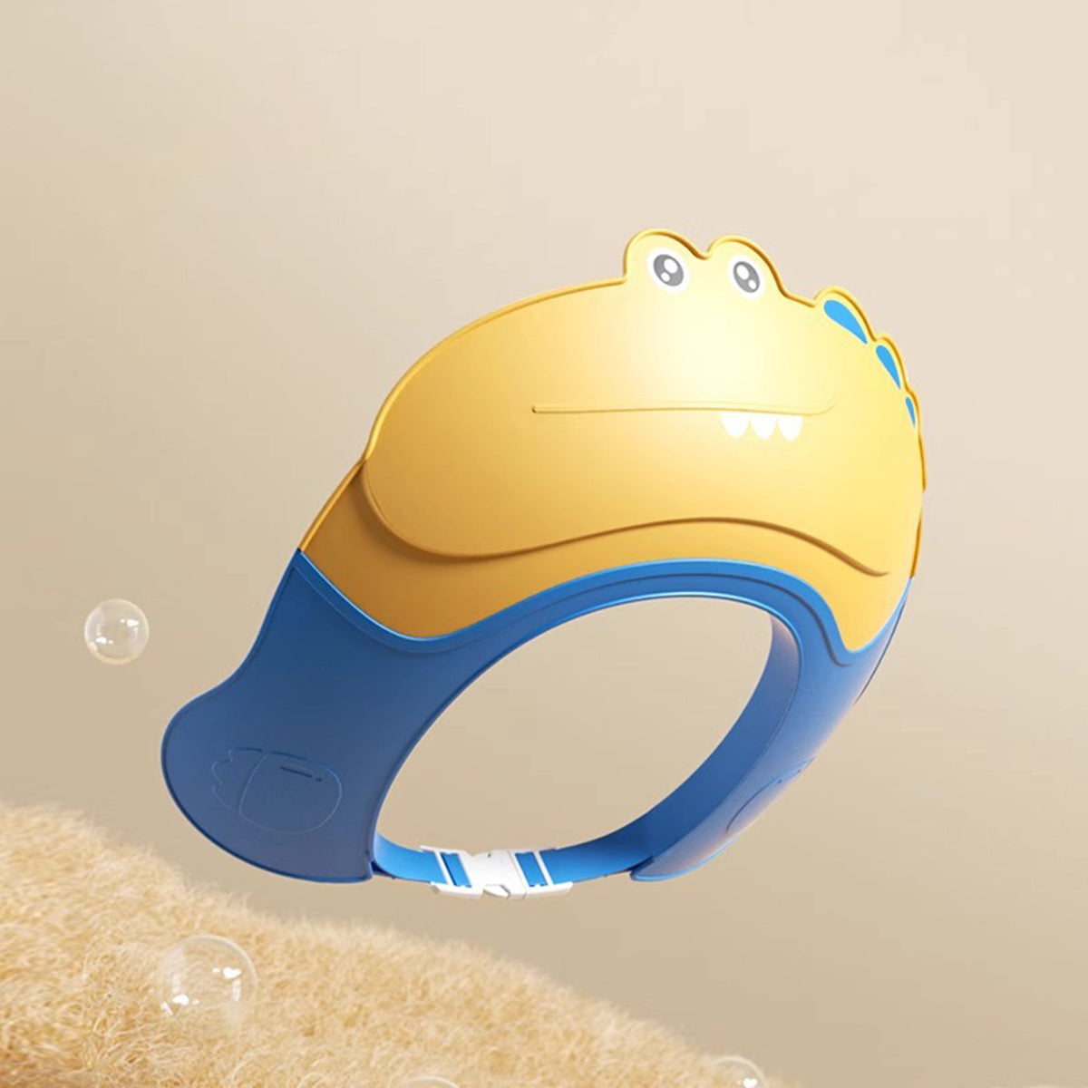 Baby Yellow Dinosaur Shower Cap with Water Guard