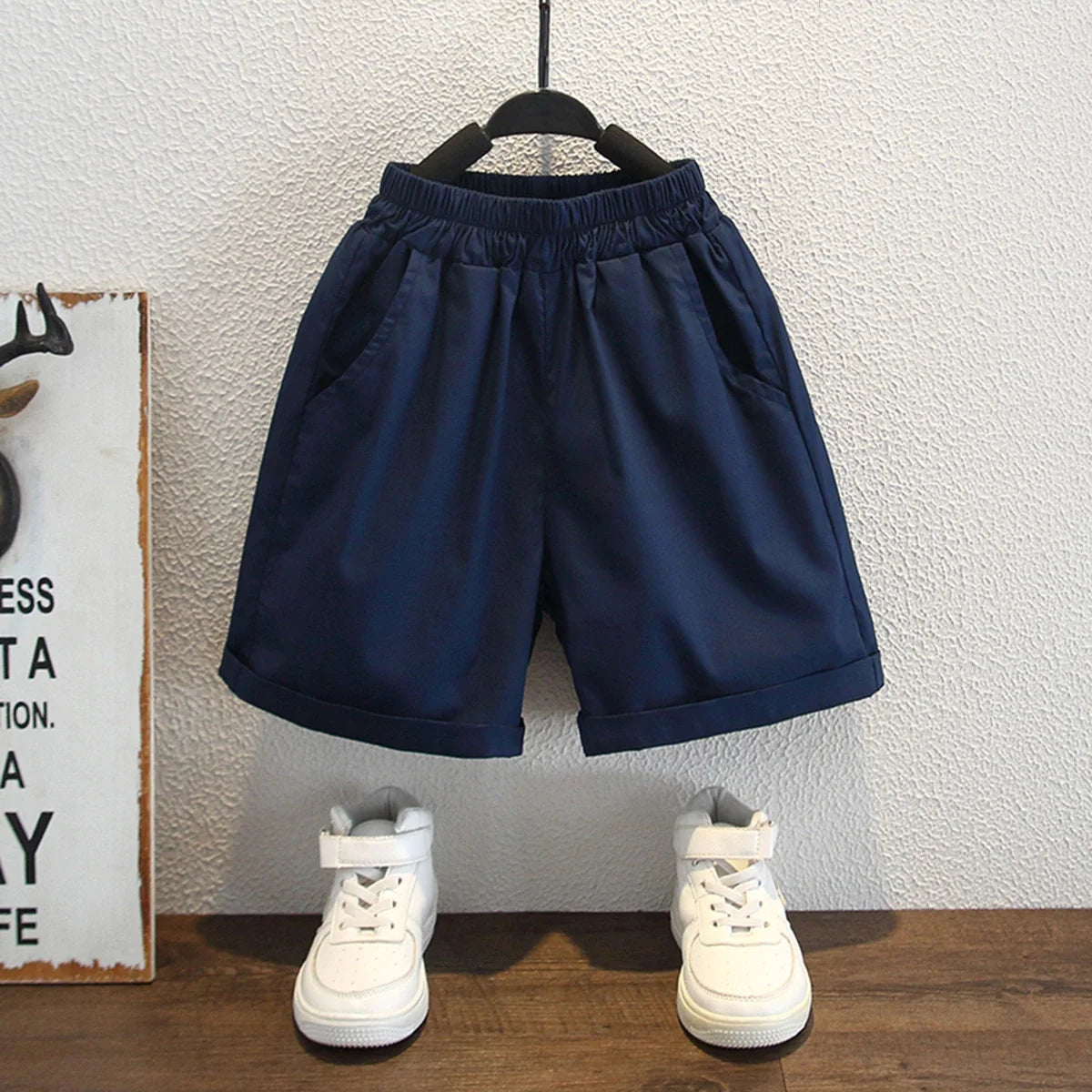 Boys Blue Colorblocked Short Sleeves Shit With Shorts Set