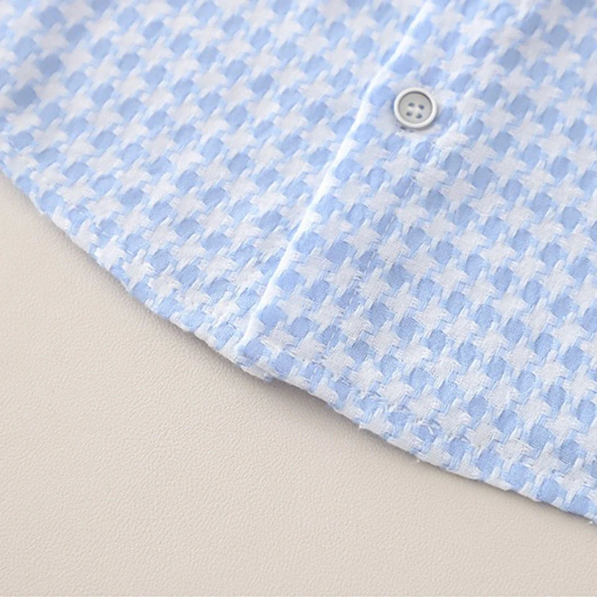 Boys Blue Checked Short Sleeve Shirt With Denim Shorts Sets