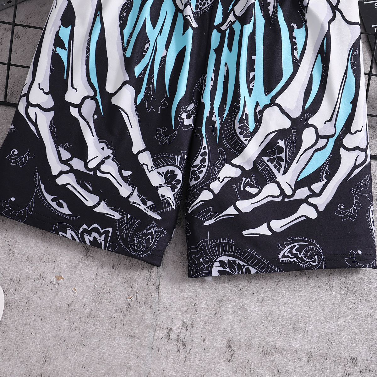 Boys Black Halloween Printed Elasticated Shorts
