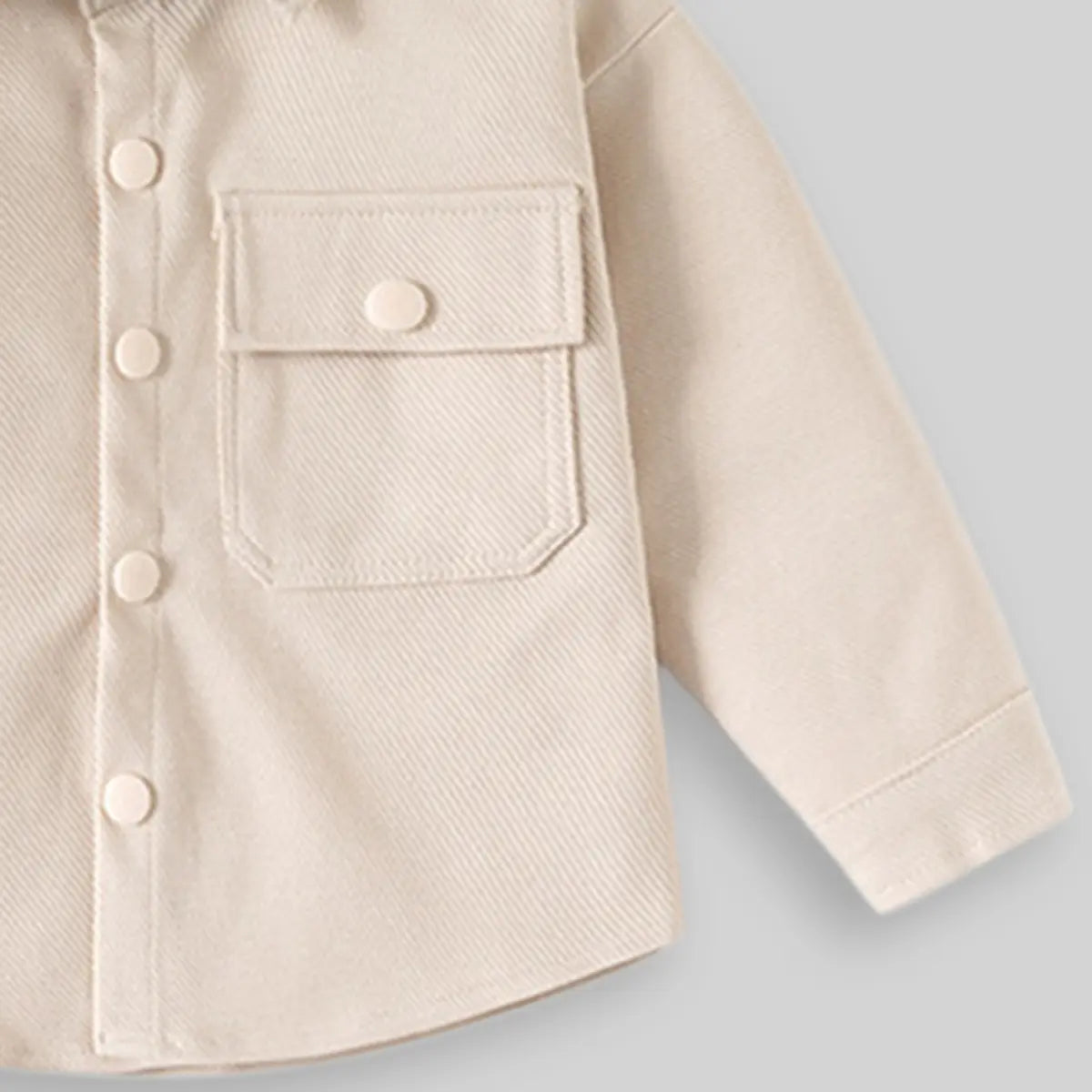 Boys Beige Textured Long Sleeve Shirt with Pocket