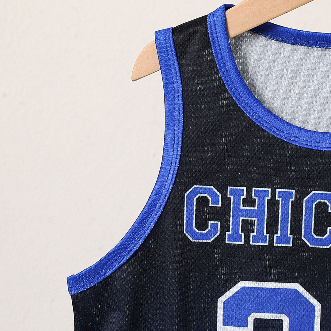 Boys Blue Chicago Print Sleeveless T-Shirt With Shorts Set