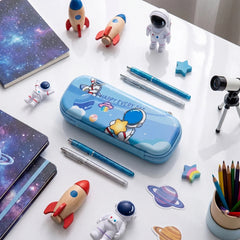 Astronaut Pencil Case -Light Blue 3D Space Gear for Kids