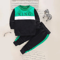 Boys Black Typographic Sweatshirt With Joggers Sets