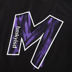 Boys Black Typographic Printed Short Sleeves T-Shirt With Purple Shorts Set