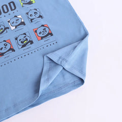 Boys Blue Graphics Print T-Shirt With Elasticated Pants Sets
