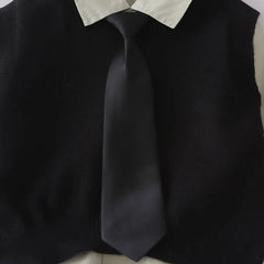 Boys Black Sweater Vest & Neck-Tie With Shirt & Cargo Jogger Sets