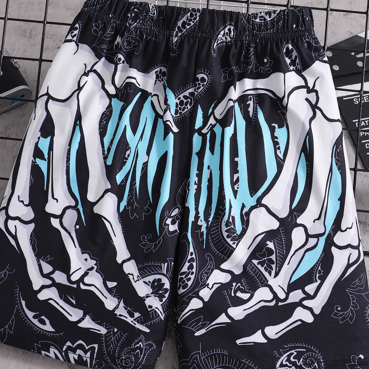 Boys Black Halloween Printed Elasticated Shorts