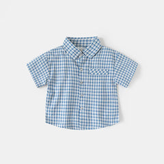Boys Blue Checked Short Sleeves Shirt & Shorts Co-ord Sets
