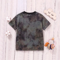 Boys Black Short Sleeve Tie & Dye Graphic T-Shirt