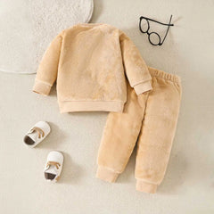 Boys Beige Lion Embroidered Sweatshirt With Jogger Co-ord Set