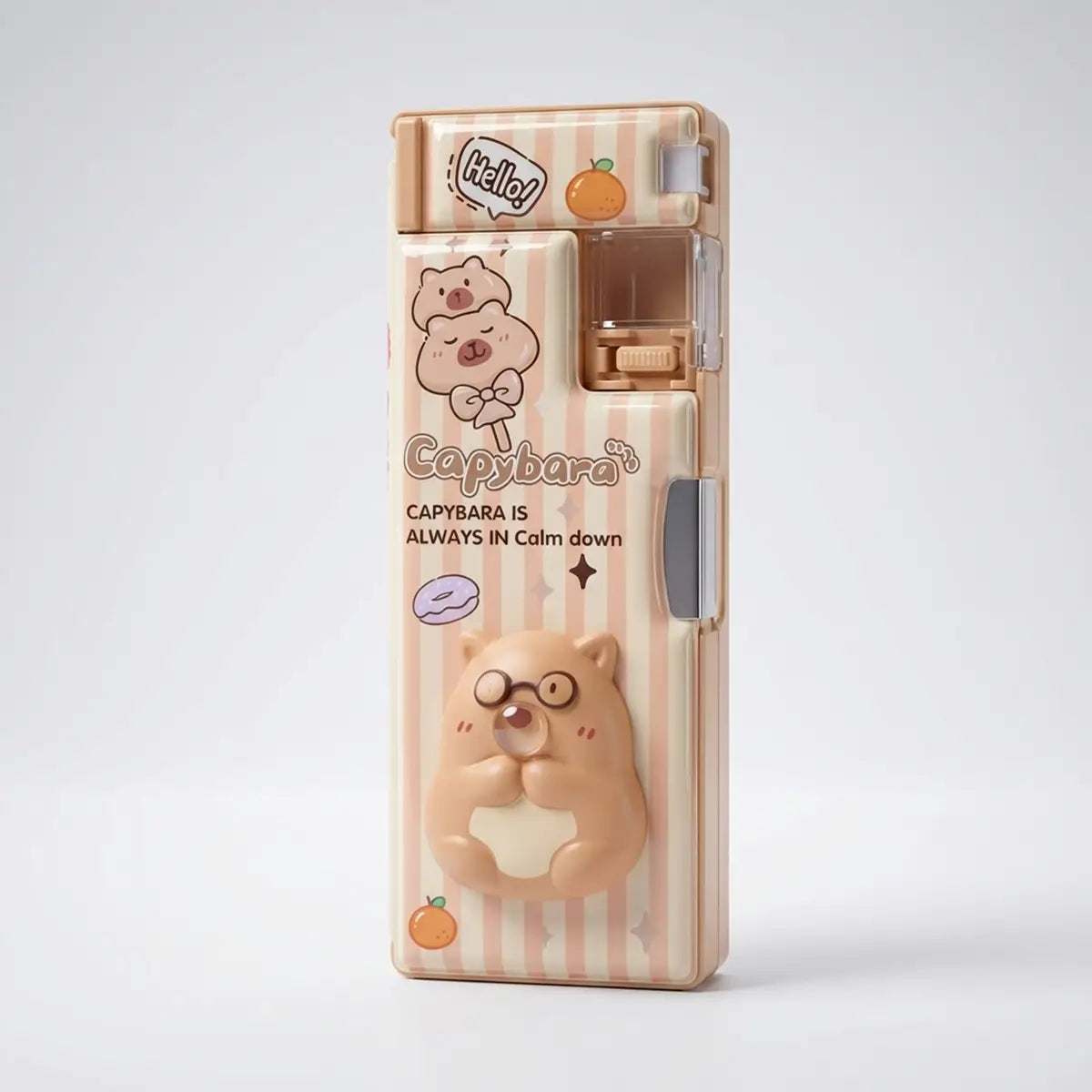 3D Squishy Capybara Pop Eye Magnetic Pencil Box for Kids
