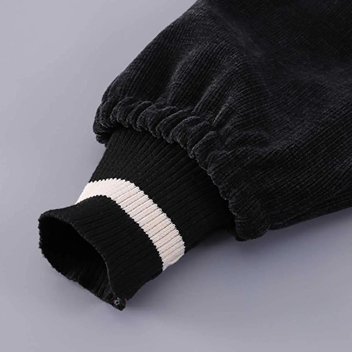 Boys Black Faux Leather Jacket With Striped Hooded Sweatshirt & Jogger Sets