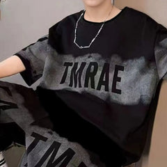 Boys Black Typographic Printed Oversized T-Shirt With Shorts Co-ord Sets