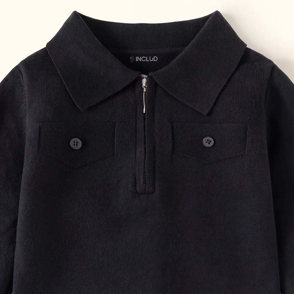 Boys Black Long Sleeve Polo Sweater