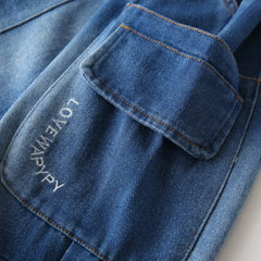 Boys Blue Denim Cargo Jogger Pants