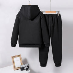 Boys Black Christmas Graphic Printed Hooded Sweatshirt with Joggers Set