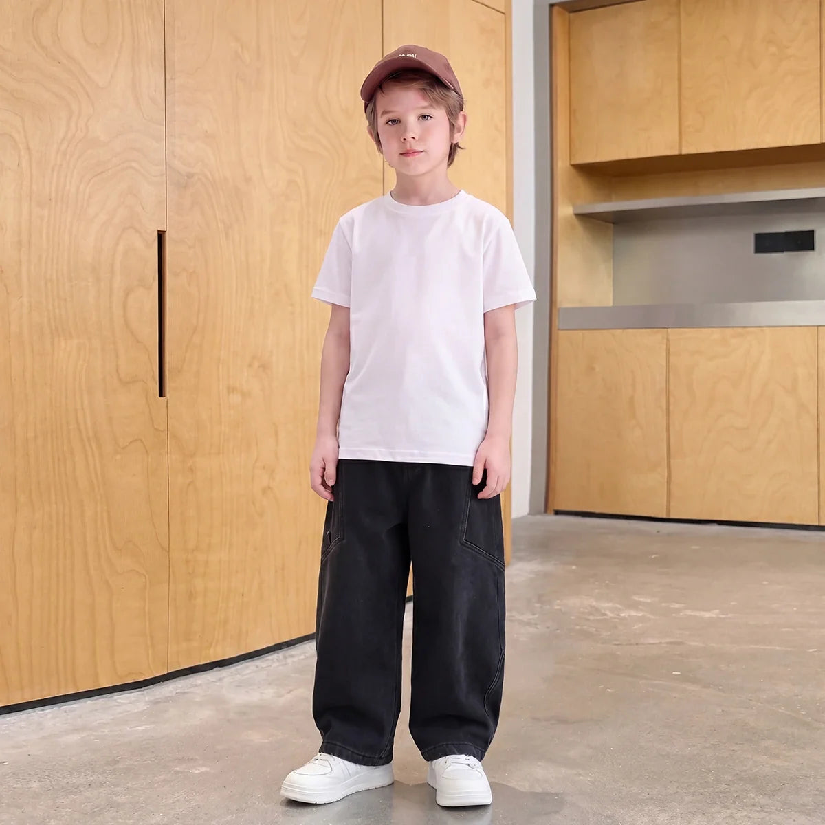 Boys Black Loose Fit Elasticated Denim Jeans