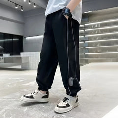 Boys Black Side Stripe Joggers
