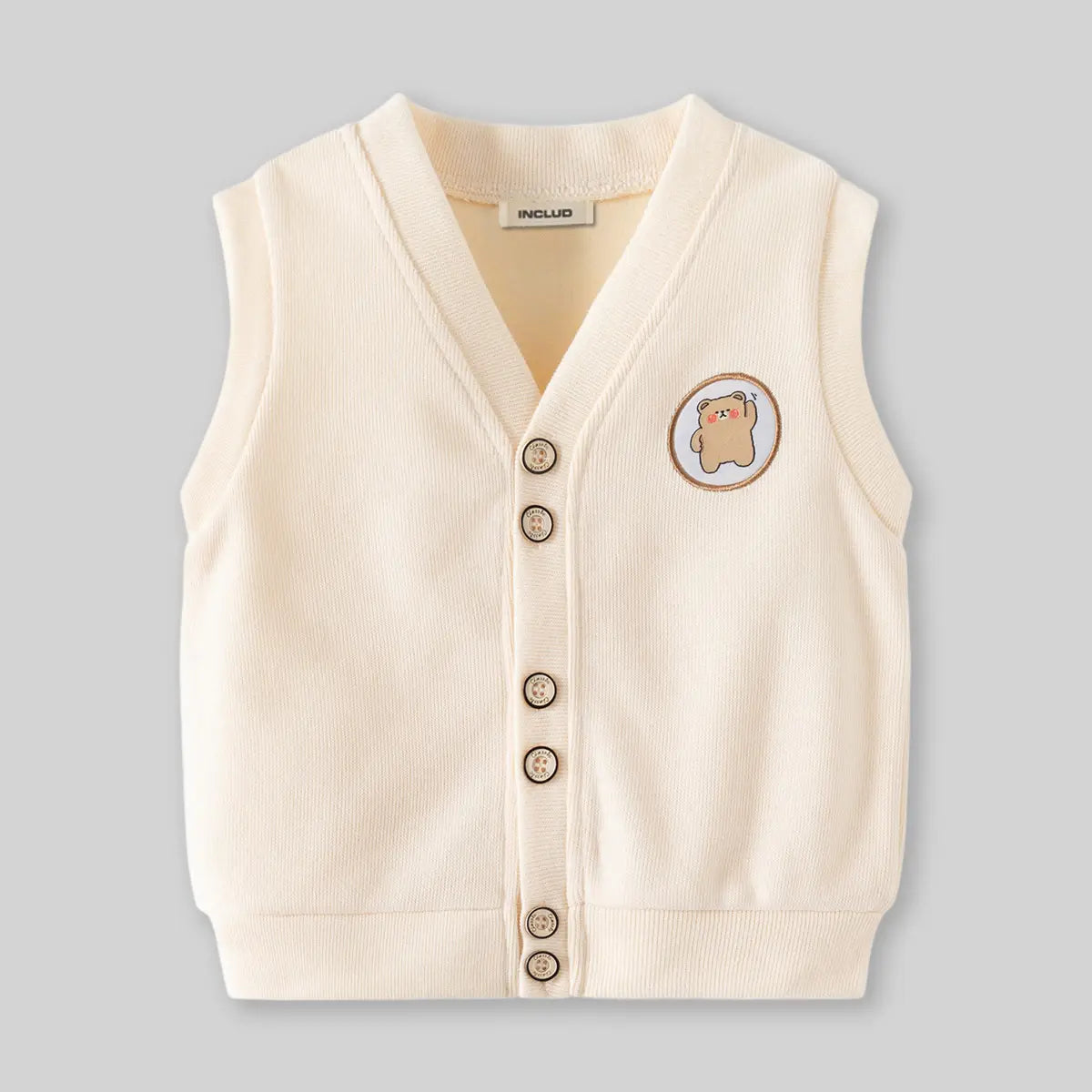 Boys Apricot Sleeveless Sweater Cardigan