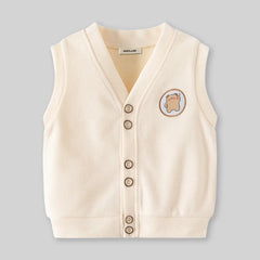 Boys Apricot Sleeveless Sweater Cardigan