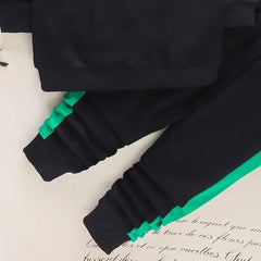 Boys Black Typographic Sweatshirt With Joggers Sets