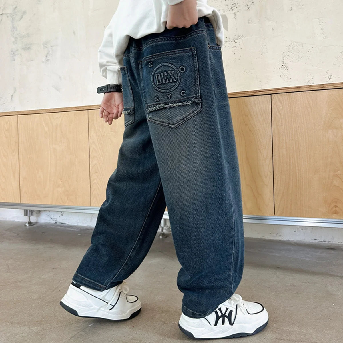 Boys Blue Baggy Fit Denim Jeans