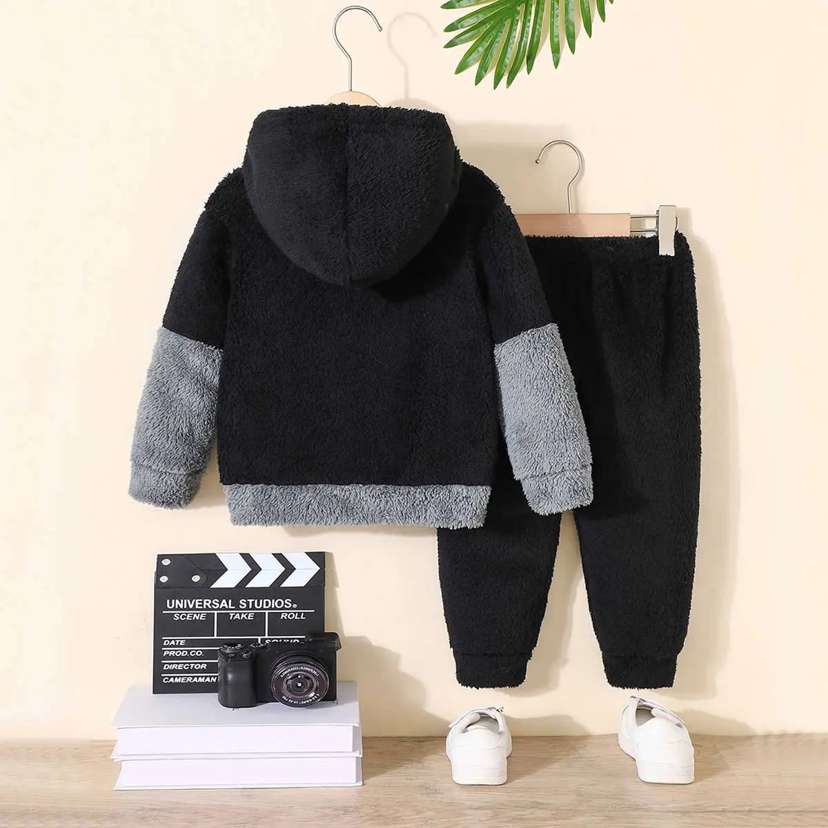 Boys Black Typographic Embroidered Sweatshirt With jogger Sets