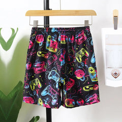 Boys Black Printed Shorts With Elasticated Waistband