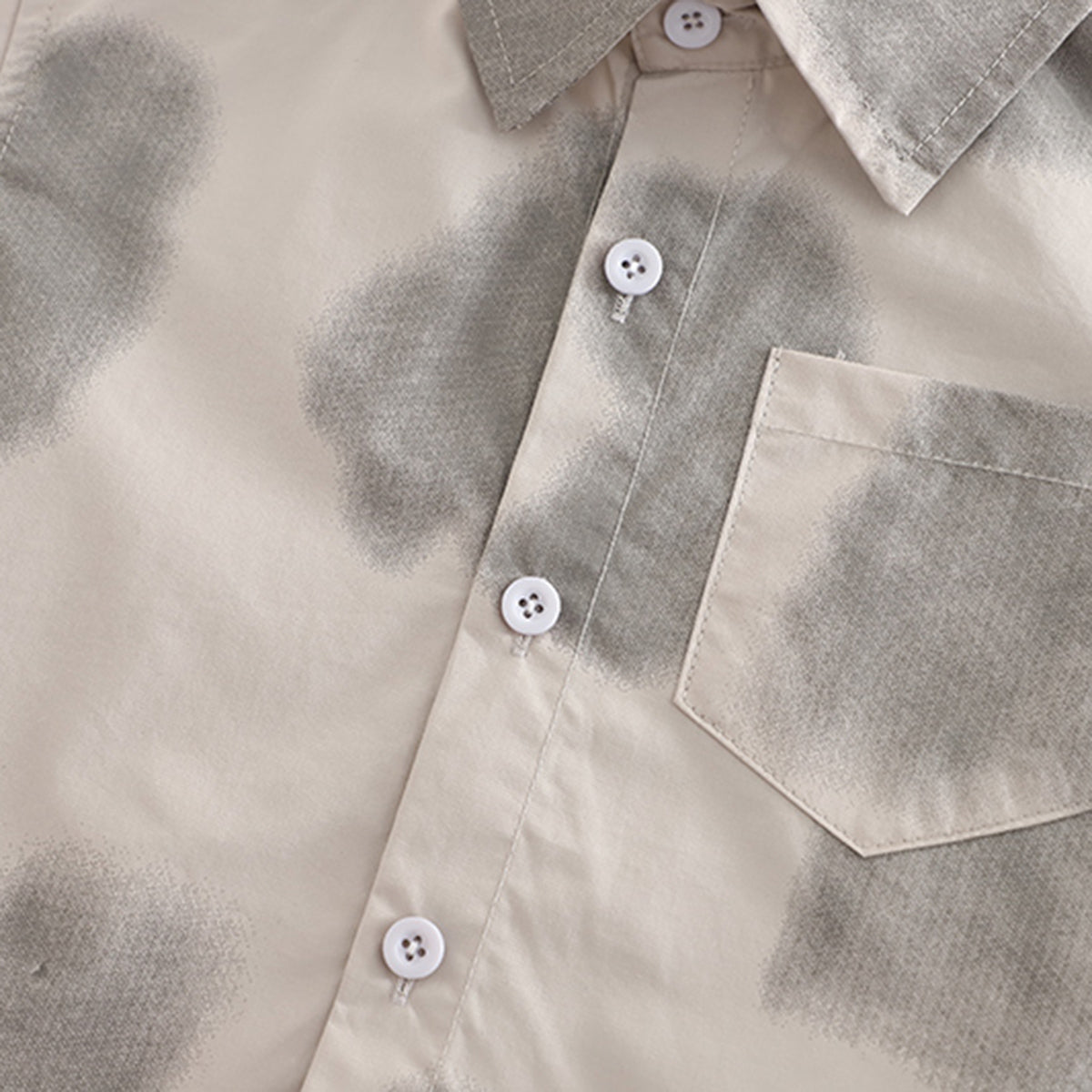Boys Beige Printed Short Sleeves Shirt With T-Shirt And Shorts Set