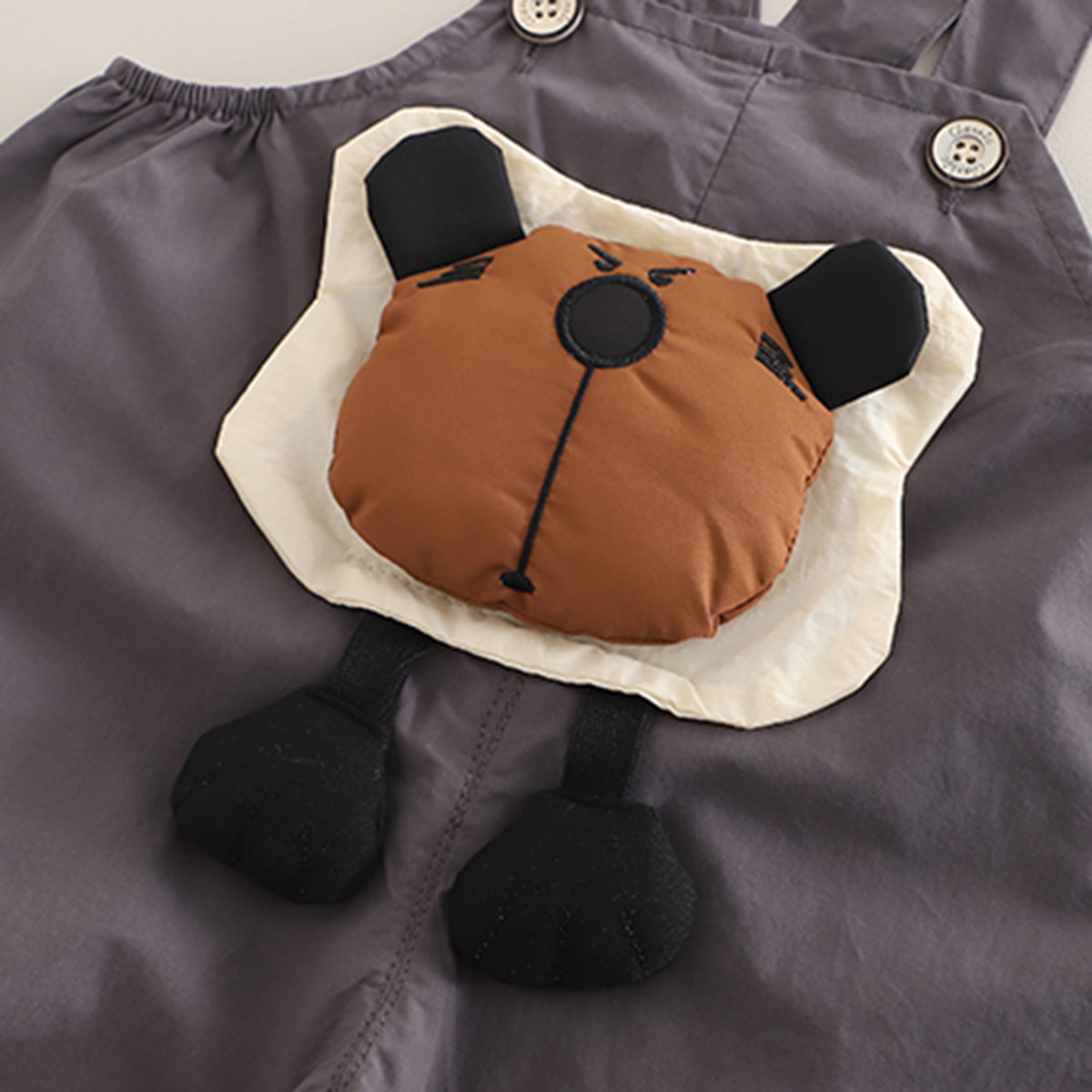 Boys Animal Printe T-Shirt With Dark Grey 3D Appliqued Dungaree Set