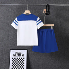 Boys Blue Anchor Printed T-Shirt With Shorts Sets