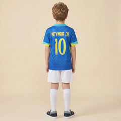 Boys Blue Alphanumeric Print Short Sleeve T-Shirt With Shorts Sets